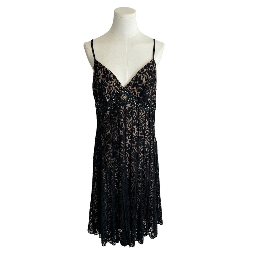 MIXIT Vintage Y2K 90’s Cocktail Dress Wedding Party Black Lace Midi size 12